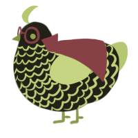 CEASELESS WATCHER, a sable and grass chicken with a lace pattern