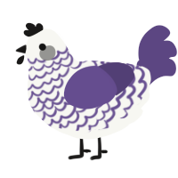 A white and overcast chicken with a lace pattern