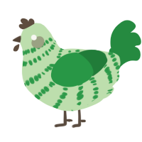 A gluppy and viridian chicken with a bar pattern
