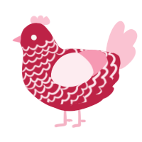A crimson and rose chicken with a lace pattern