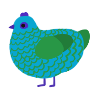 A cerulean and viridian chicken with a lace pattern