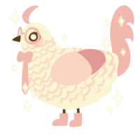 A cream and pink chicken with a lace pattern