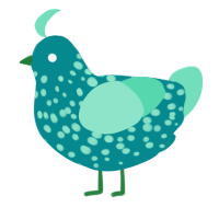 30303 The it, a teal and mint chicken with a speckle pattern