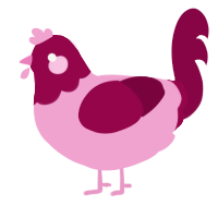 (unnamed), a pink and maroon chicken with a head pattern