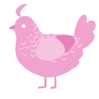 A pink chicken with a half-lace pattern