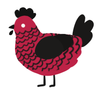 A crimson and sable chicken with a lace pattern