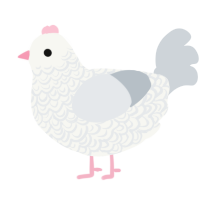 A white and mist chicken with a double-lace pattern
