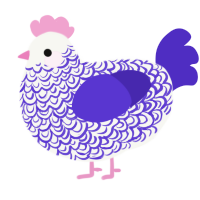 A white and indigo chicken with a double-lace pattern