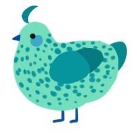 Atlanta, a mint and teal chicken with a speckle pattern