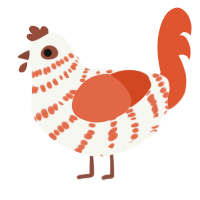 A white and vermilion chicken with a bar pattern