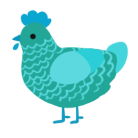 ramune, a turquoise and aqua chicken with a lace pattern