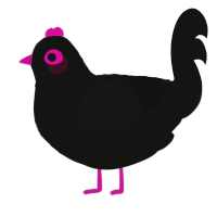 HP, a black chicken with a lace pattern