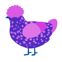 A indigo and orchid chicken with a speckle pattern