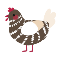 A bark and cream chicken with a bar pattern