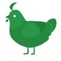 A viridian chicken with a head pattern