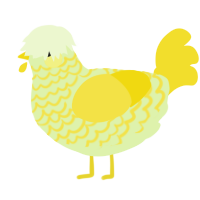 A apple and yellow chicken with a lace pattern