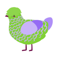 A grass and lilac chicken with a lace pattern