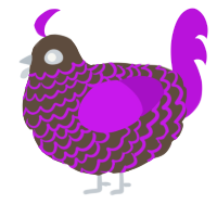 A bark and amethyst chicken with a lace pattern