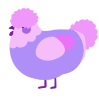 A lilac and lavender chicken with a head pattern