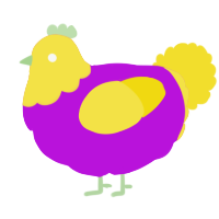 Mags, a amethyst and yellow chicken with a head pattern