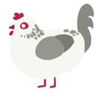 A white and ash chicken with a neck-speckle pattern