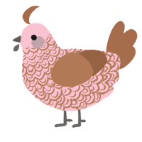 A rose and brown chicken with a double-lace pattern