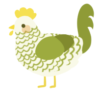 Lemongrass, a white and chartreuse chicken with a lace pattern