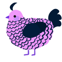 A lavender and tumblr chicken with a lace pattern
