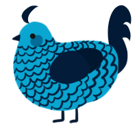 A cerulean and tumblr chicken with a lace pattern