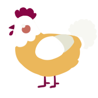 Egg, a honey and white chicken with a head pattern