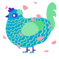 A cerulean and spring chicken with a lace pattern
