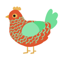 Impulse, a vermilion and spring chicken with a lace pattern