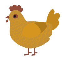 A gold and ochre chicken with a lace pattern