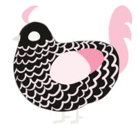 Petal, a sable and rose chicken with a lace pattern
