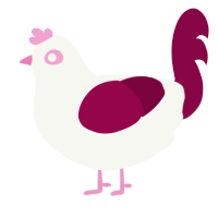 A white and maroon chicken