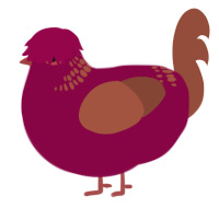 A maroon and russet chicken with a neck-band pattern
