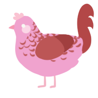A pink and red chicken with a half-lace pattern