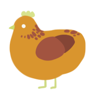 A orange and russet chicken with a neck-speckle pattern