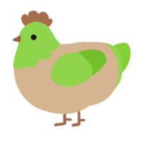A beige and grass chicken with a head pattern