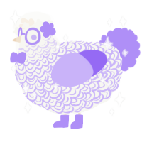 A white and lilac chicken with a double-lace pattern