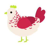 A cream and crimson chicken with a half-lace pattern