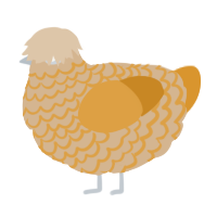 scrub daddy, a beige and orange chicken with a lace pattern