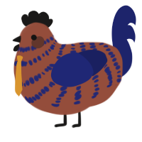 A russet and navy chicken with a bar pattern