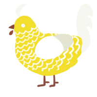 zesty boy, a yellow and white chicken with a lace pattern
