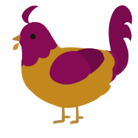 creme, a ochre and wine chicken with a head pattern