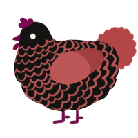 (unnamed), a black and red chicken with a lace pattern