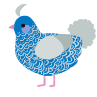 pinkdotdotdtodyodo, a sapphire and silver chicken with a double-lace pattern