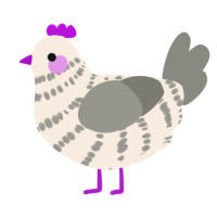 plum, a cream and ash chicken with a bar pattern