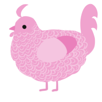 Pink, a pink chicken with a double-lace pattern