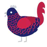 Optime Primus, a navy and crimson chicken with a lace pattern